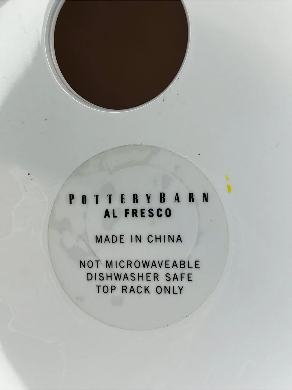 Pottery Barn White plastic Snack Plates with Glass Notch - Set of 8